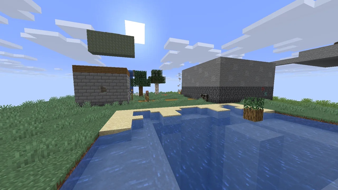 Ванильный Minecraft: утро у пруда
